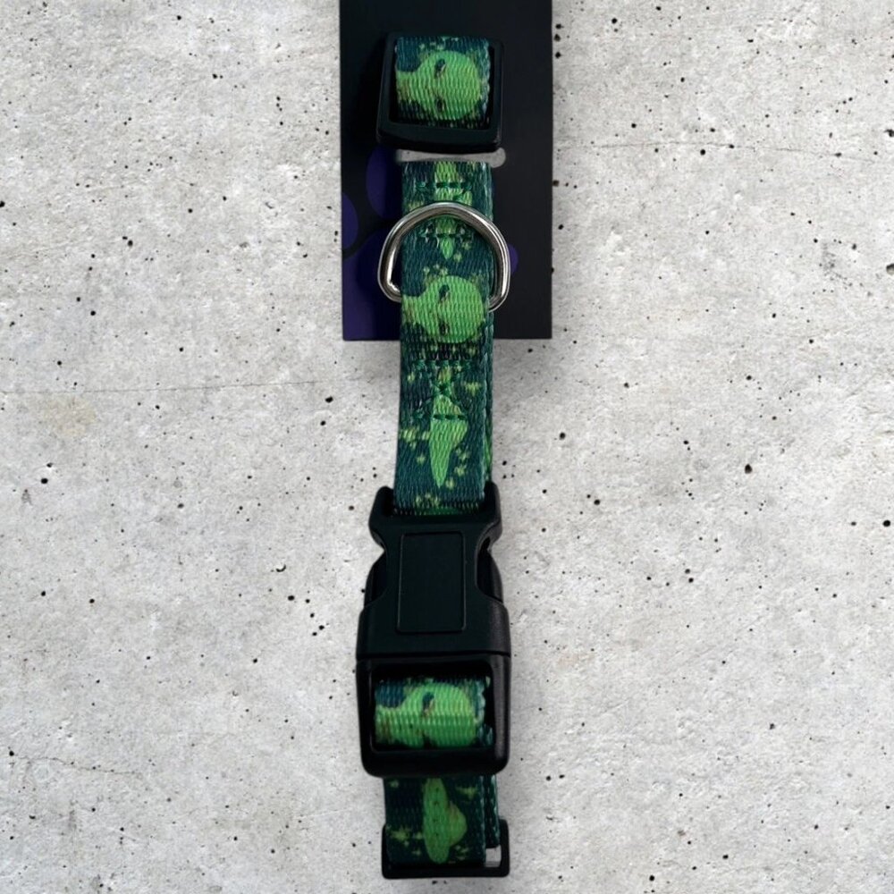 Perri's Dog Collar Black And Green UFO Alien Adjustable Size Small